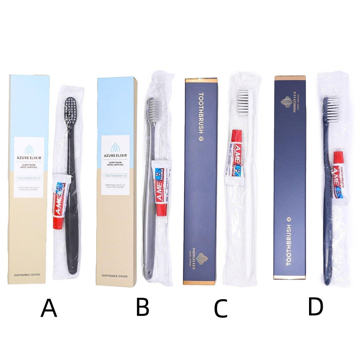 Star Hotel Toiletries Toothbrush and Toothpaste Set for Guesthouse Travel Use - D