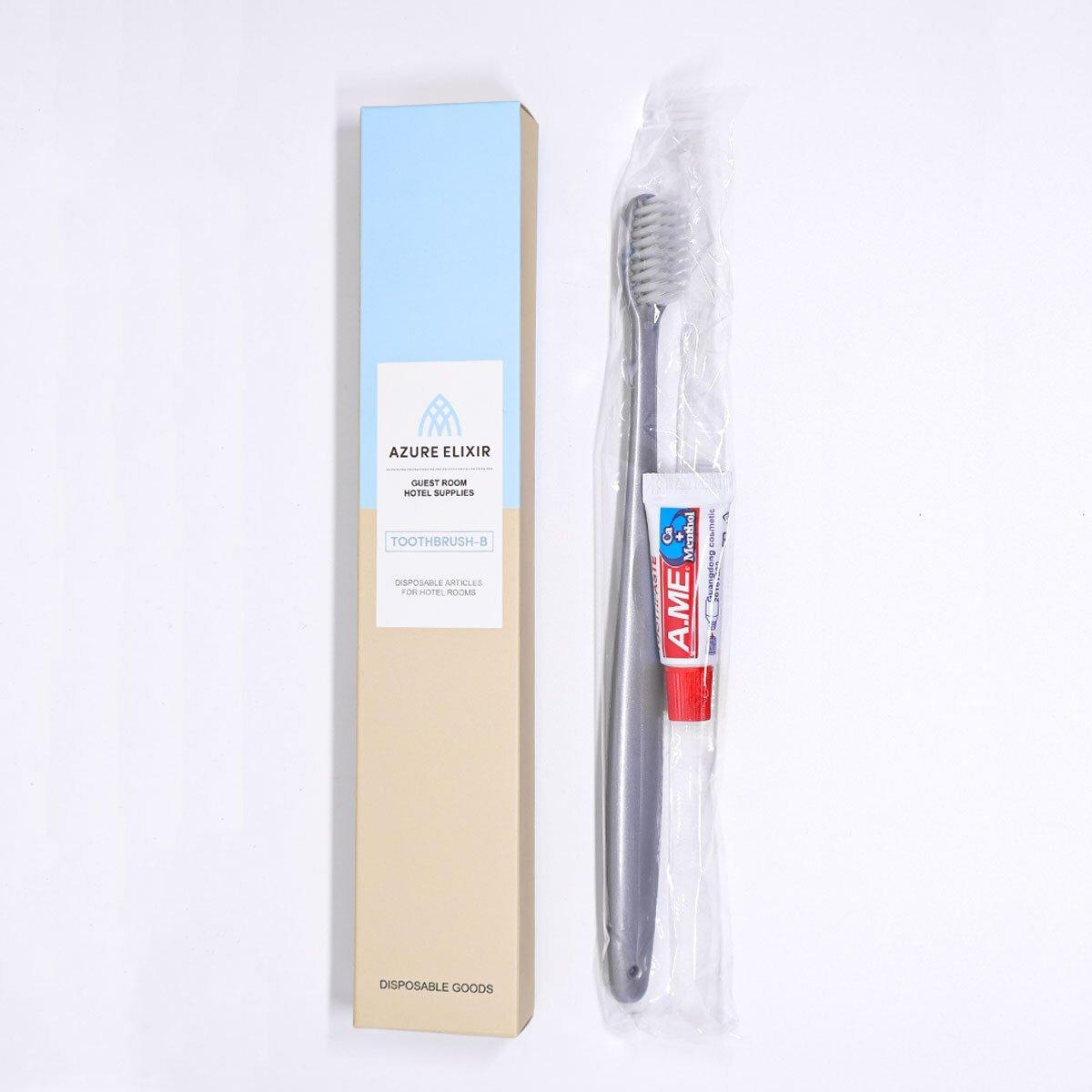 Star Hotel Toiletries Toothbrush and Toothpaste Set for Guesthouse Travel Use - A