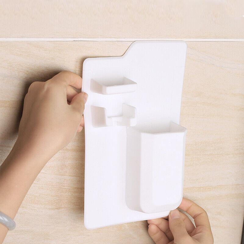 Silicone Shower Toothbrush Holder Bathroom Storage Rack for Razor and Toothpaste - Black