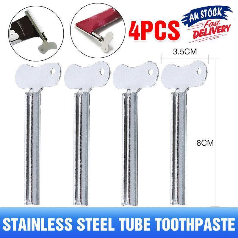 4X Stainless Steel Tube Toothpaste Squeezer Easy Key Dispenser Rolling Holder Au