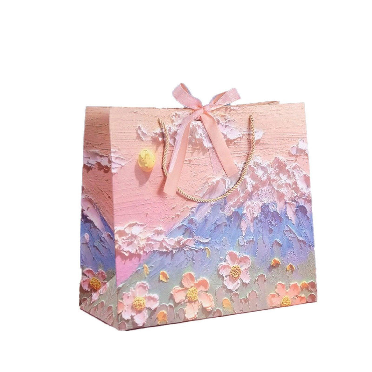 10pcs Oil Painting Gift Paper Bags for Birthday and Holiday Gift Packaging Tote - L