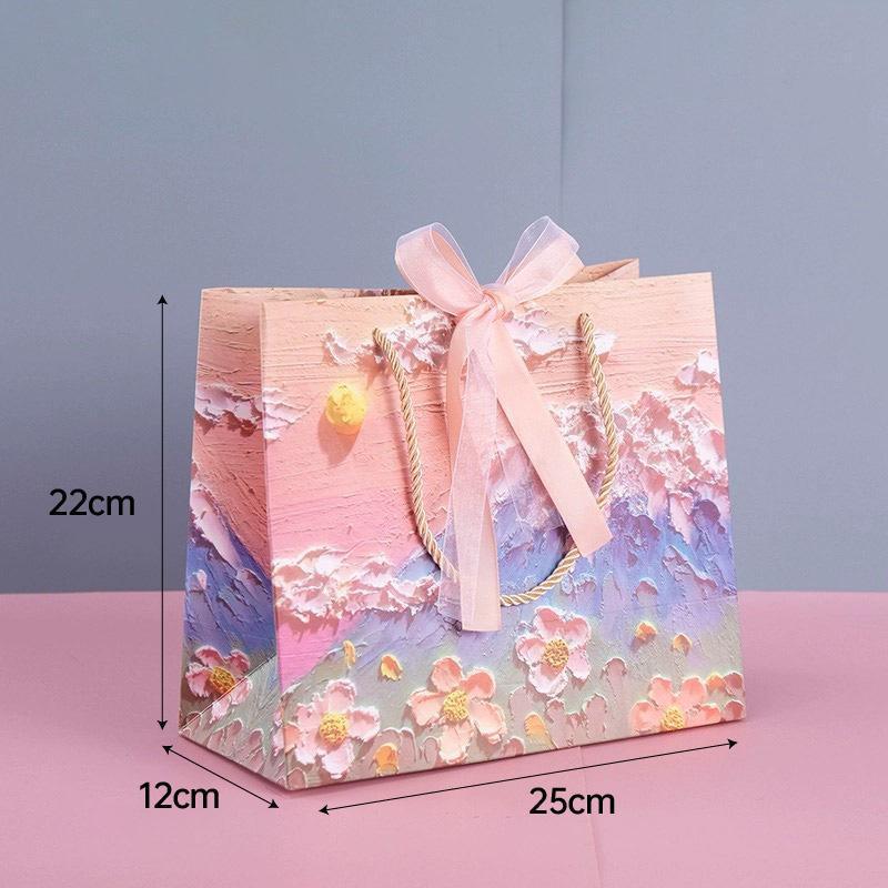 10pcs Oil Painting Gift Paper Bags for Birthday and Holiday Gift Packaging Tote - M