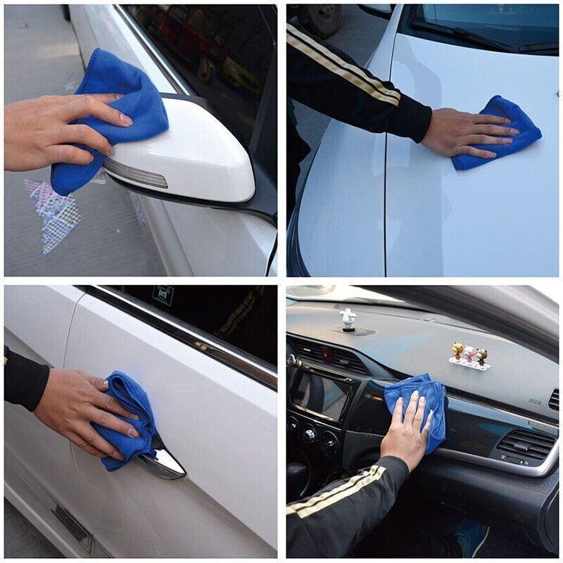50PCS Blue Microfibre Car Cleaning Cloths 30x30cm Wash Dry Polish Towel Set