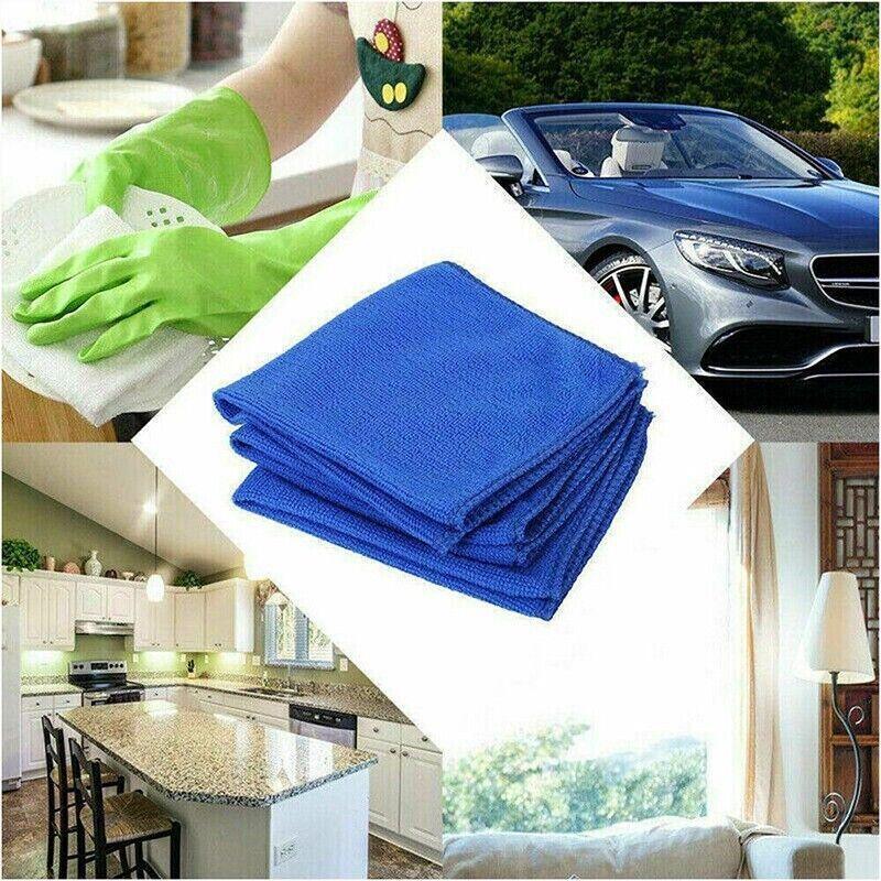 50PCS Blue Microfibre Car Cleaning Cloths 30x30cm Wash Dry Polish Towel Set