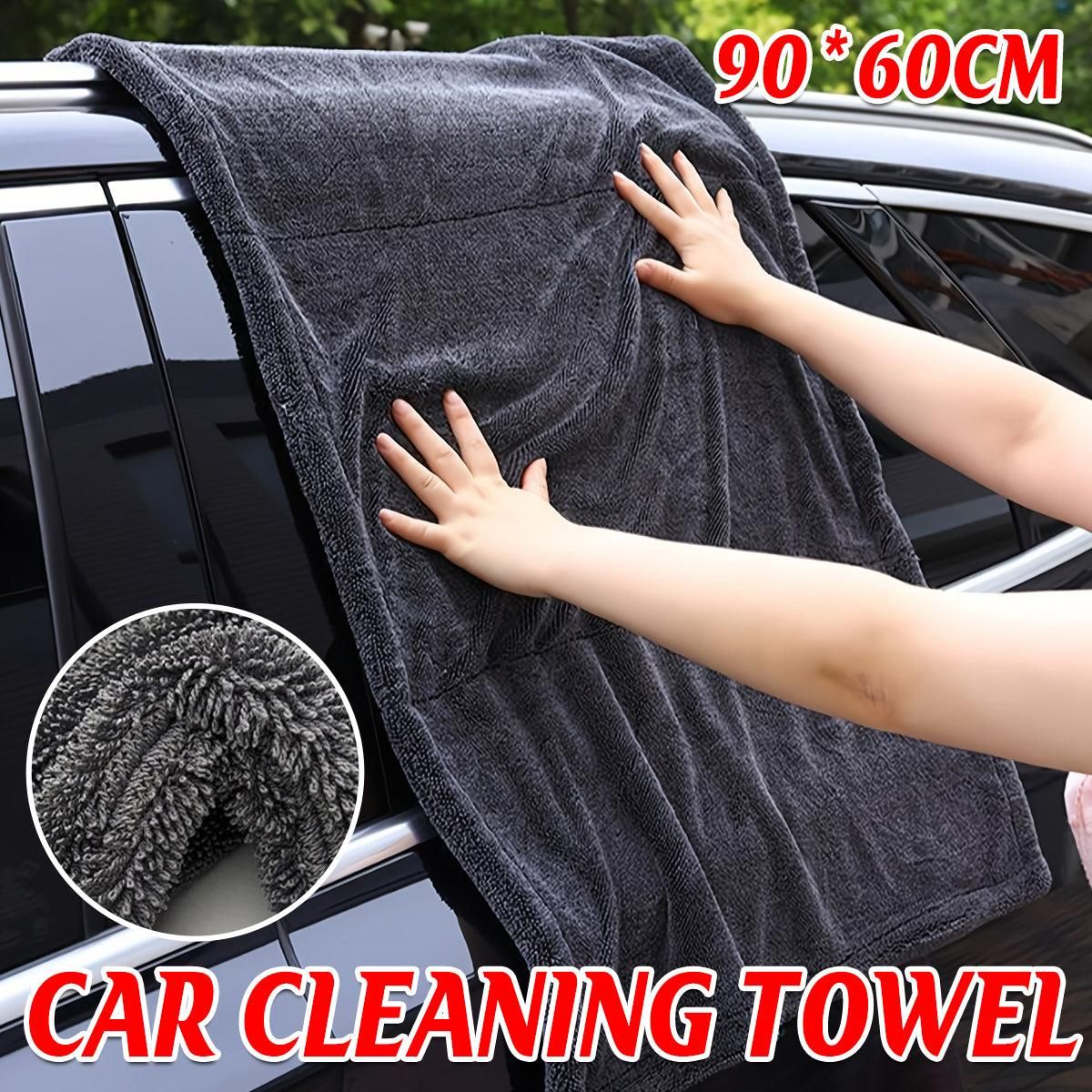 1-Piece 90 x 60 cm Twisted-Weave Car Drying Towel, Grey