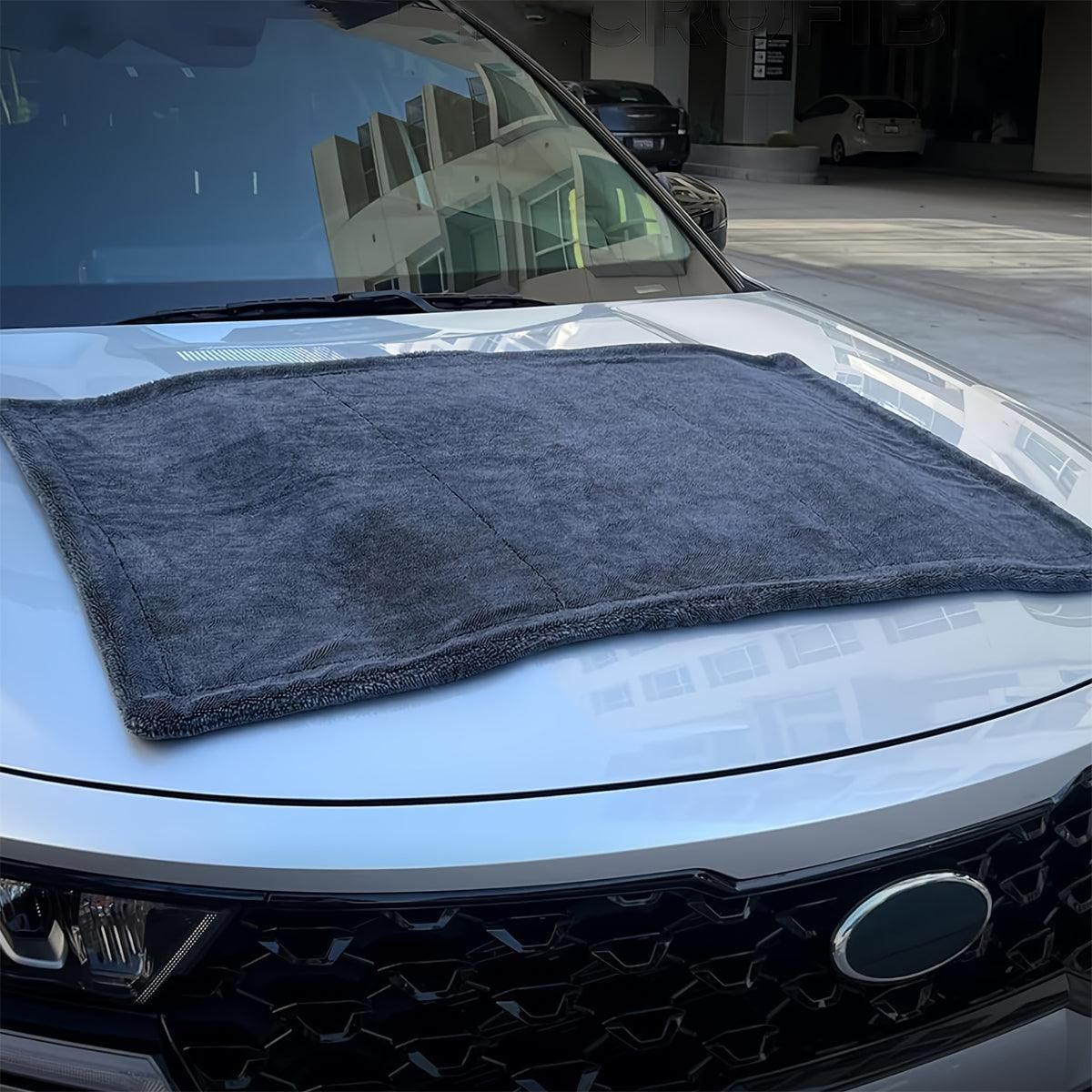 1-Piece 90 x 60 cm Twisted-Weave Car Drying Towel, Grey