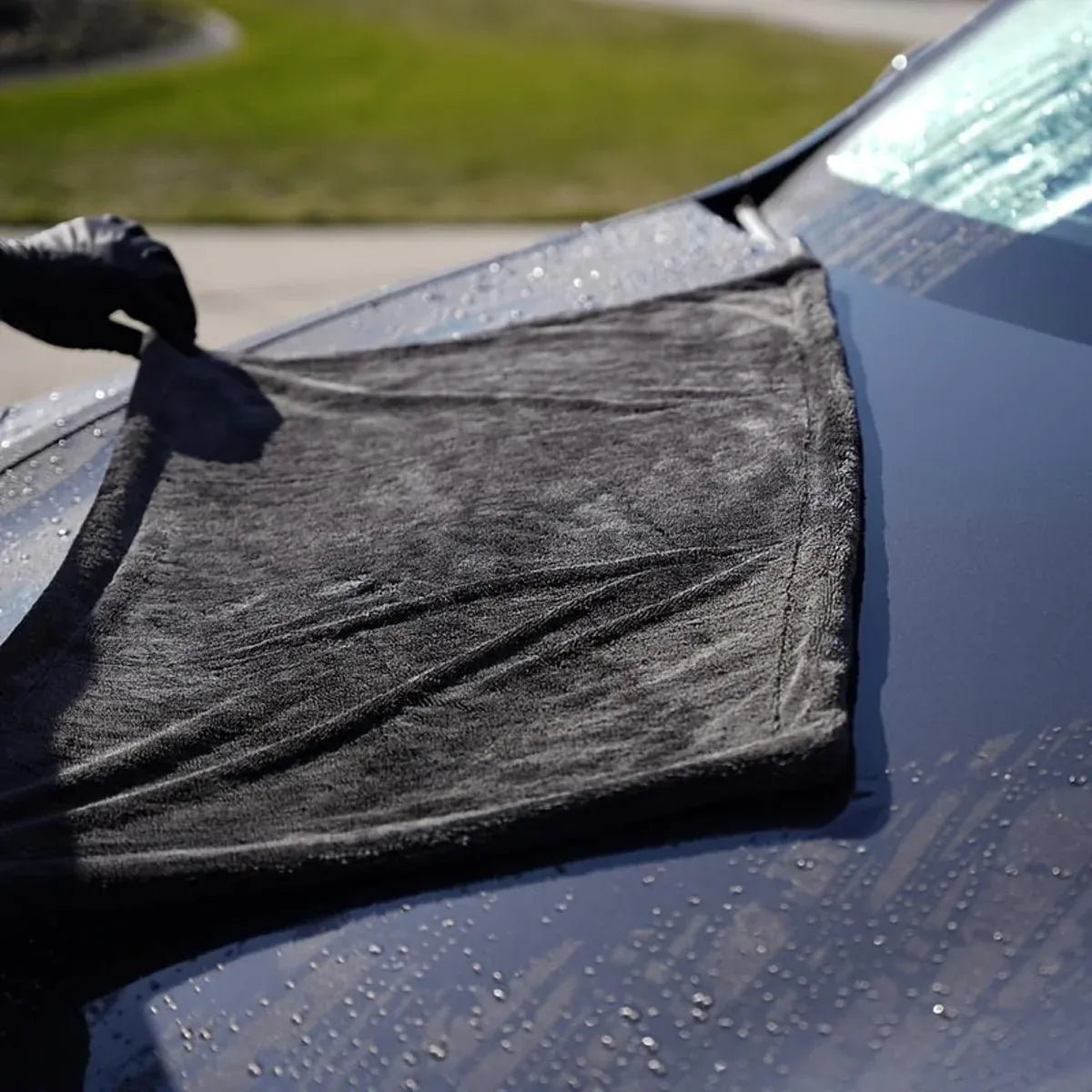 1-Piece 90 x 60 cm Twisted-Weave Car Drying Towel, Grey