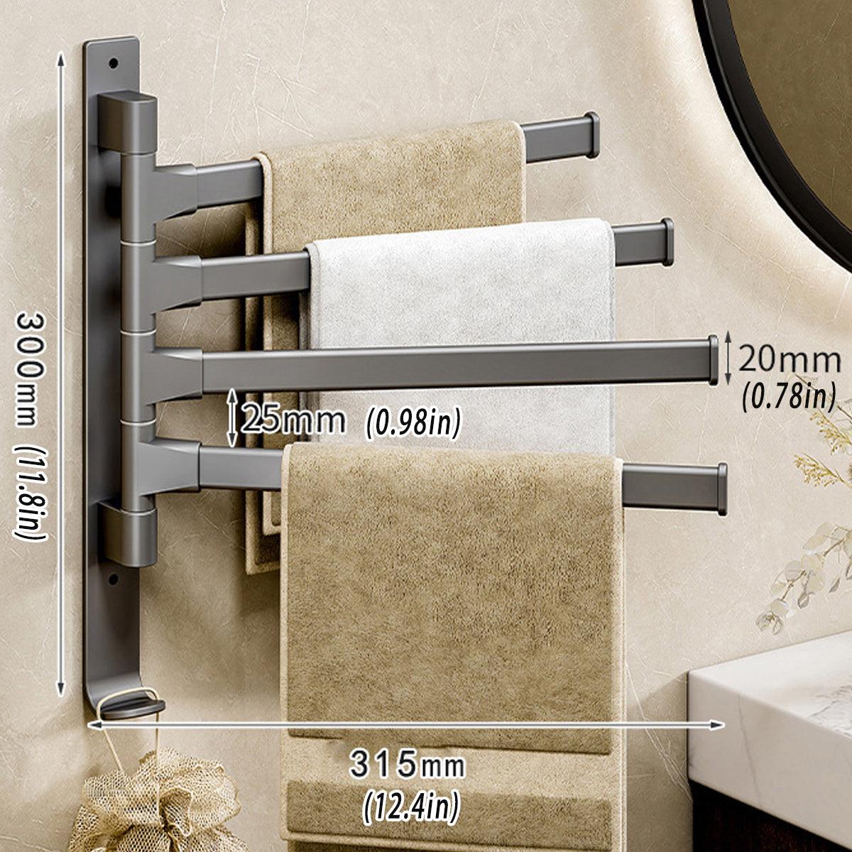 Rotating Towel Rack Wall Mounted Bathroom Shelf Multi Rod Swivel Towel Holder
