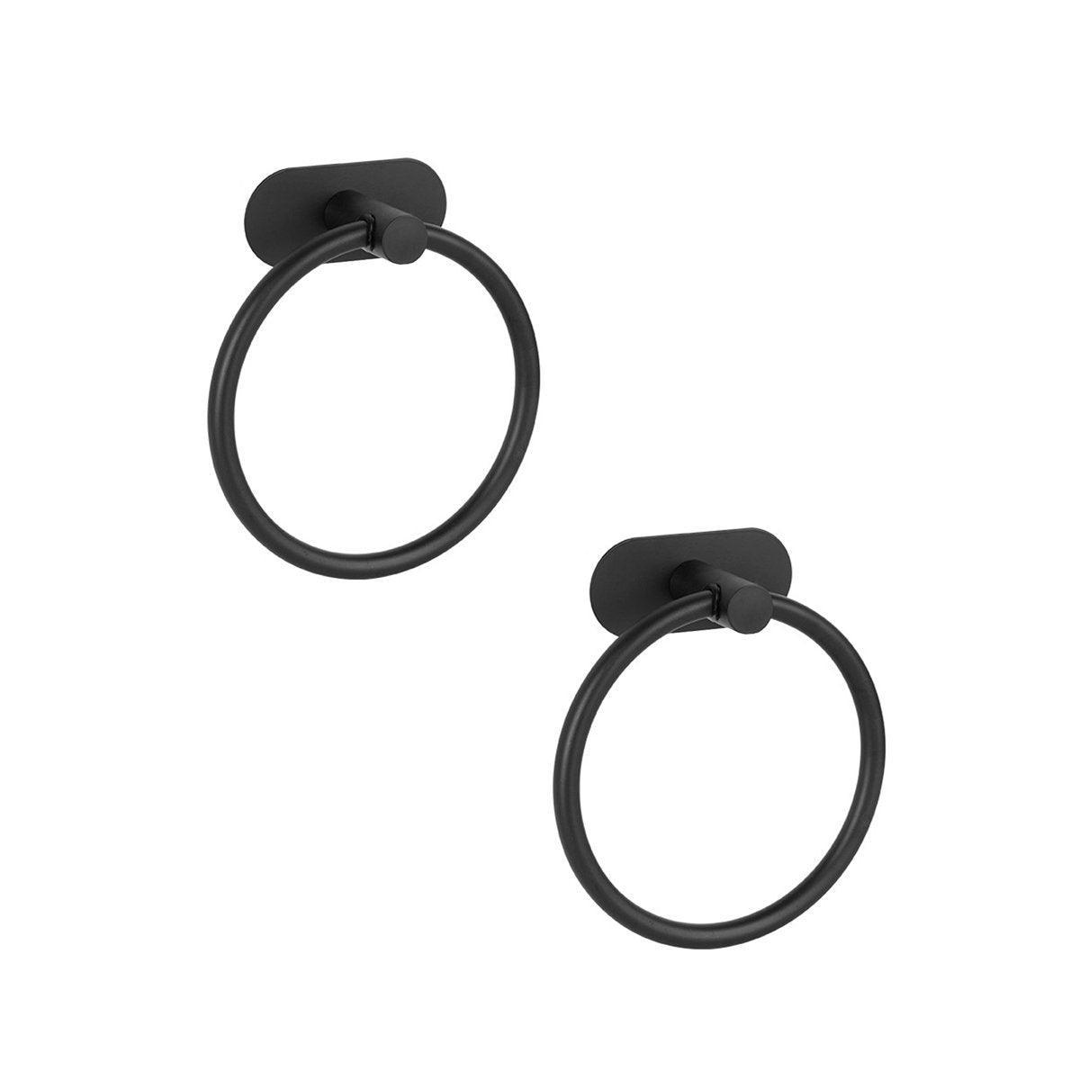 2PCS Black Nonperforated Stainless Steel Bathroom Toilet Hanging Oval Towel Ring