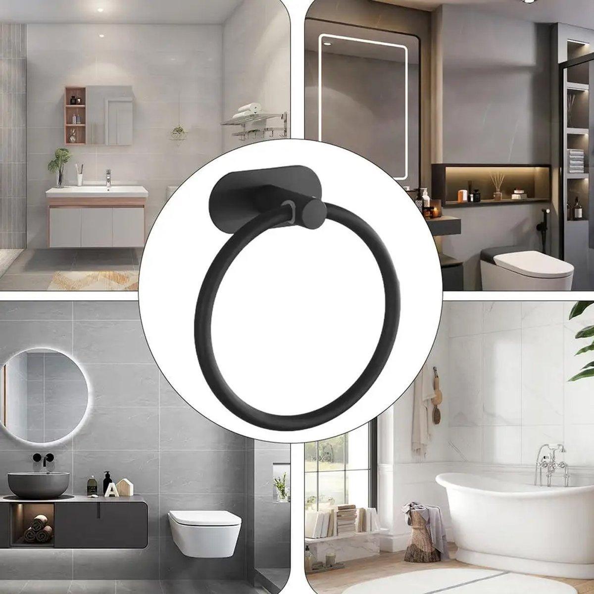 2PCS Black Nonperforated Stainless Steel Bathroom Toilet Hanging Oval Towel Ring