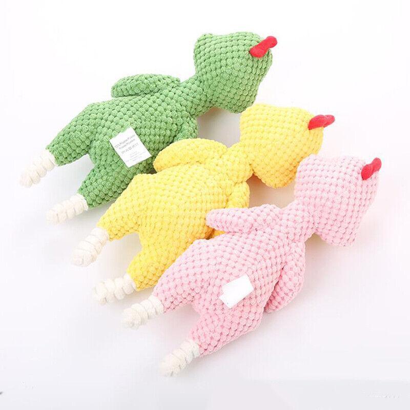 Squeaky Dog Toys Puppy Pet Chew Rope Squeaker Crinkle Rope Plush Toy Teething Au - Green Chicken