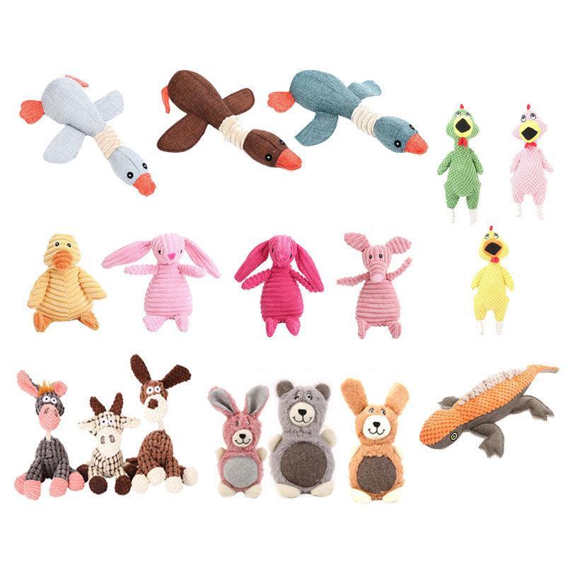 Squeaky Dog Toys Puppy Pet Chew Rope Squeaker Crinkle Rope Plush Toy Teething Au - Light Pink Rabbit
