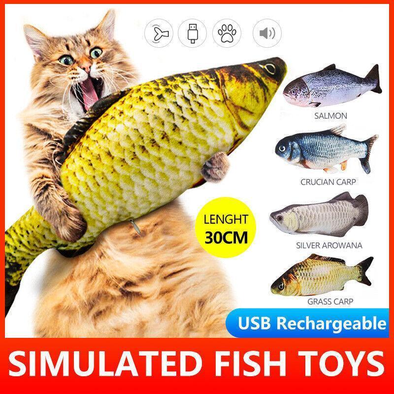 Electric Dancing Fish Kicker Cat Toy Wagging Realistic Moves Usb Rechargeable Au - Salmon