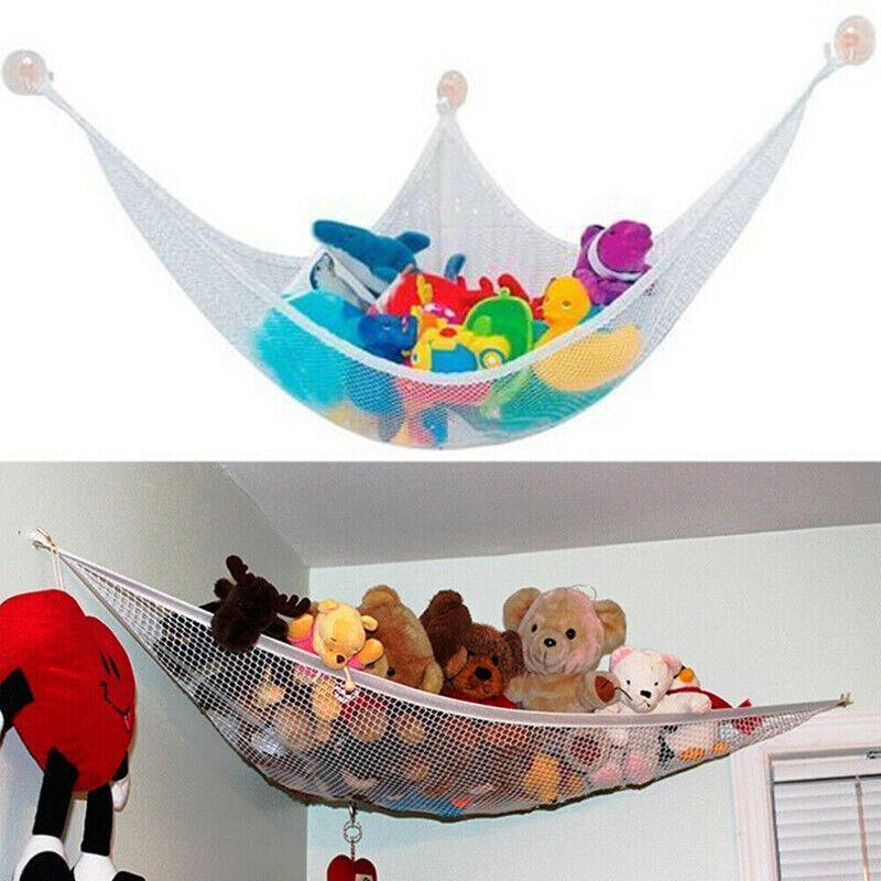 Soft Large Toy Hammock Mesh Net Storage Organizer for Bedroom Plush Toys - White