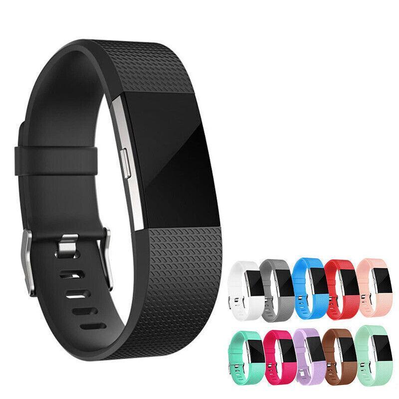 L Size Silicone Watch Wrist Sports Strap For Fitbit Charge Band Wristband Replacement - Brown
