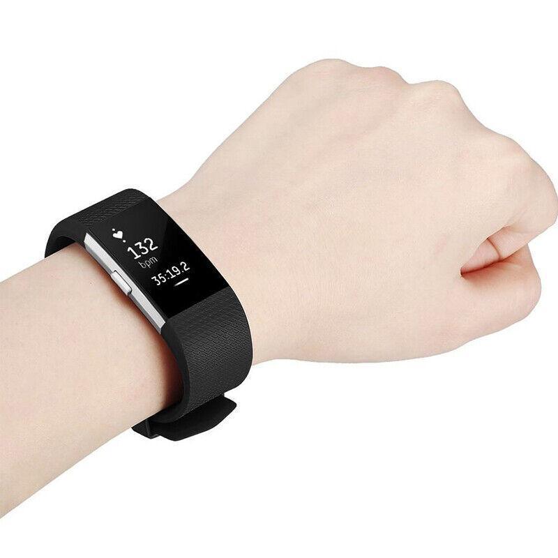 L Size Silicone Watch Wrist Sports Strap For Fitbit Charge Band Wristband Replacement - Rose Red