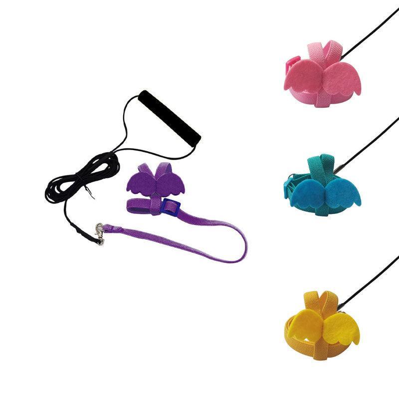 Parrot Bird Harness Leash Adjustable Flying Training Rope Cockatiel Conure Budgie - Pink