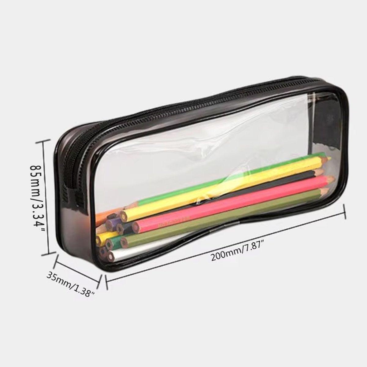 8PCS Waterproof Transparent Zipper Pencil Case Cosmetic Stationery Organizer Bag