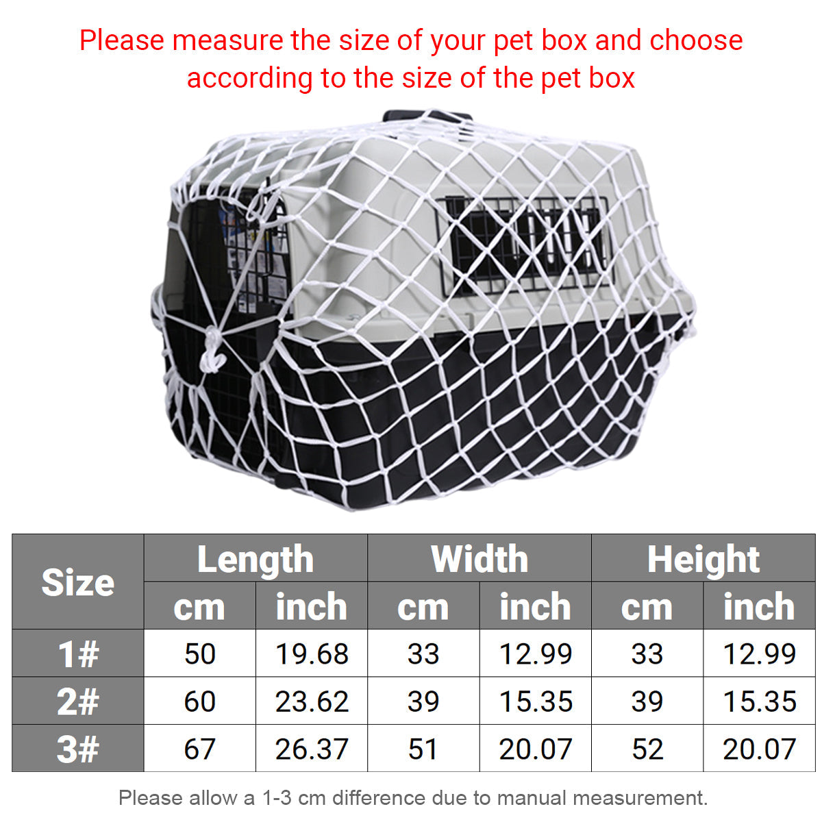 Pet Carrier Net Bag for Cat Dog Travel Mesh Cover Protective Tote Use - 50 × 33 × 33 cm