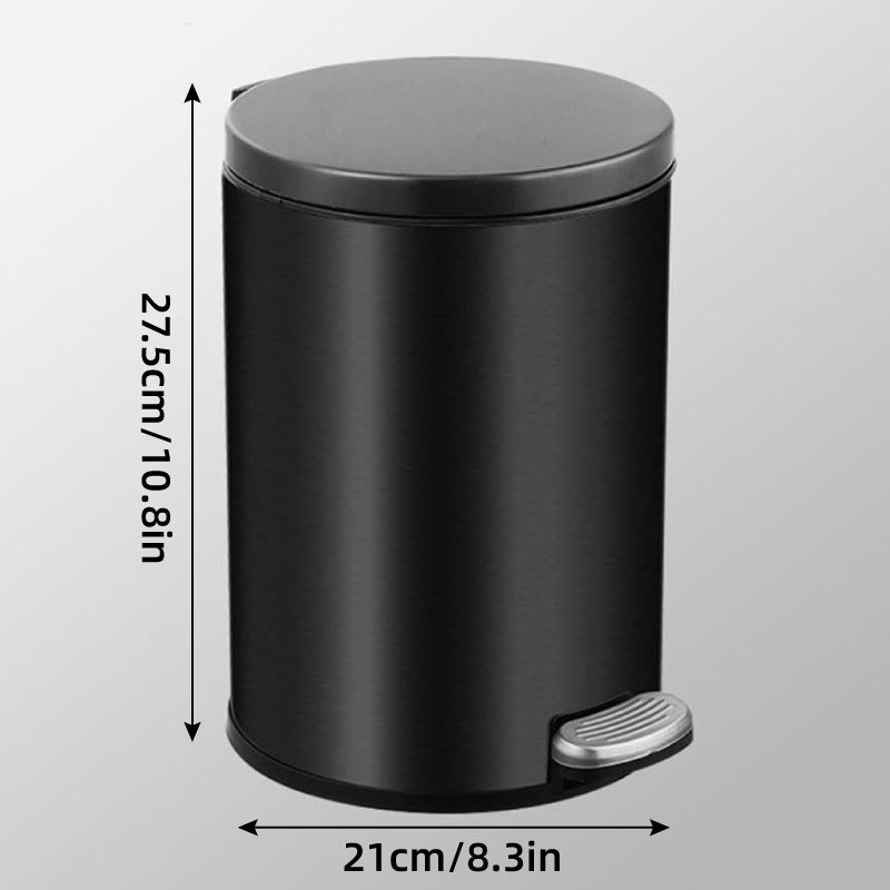 Trash Can Double Layer Foot Pedal Design with Lid Household Bin Kitchen Bathroom - Black