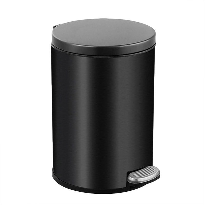 Trash Can Double Layer Foot Pedal Design with Lid Household Bin Kitchen Bathroom - Black