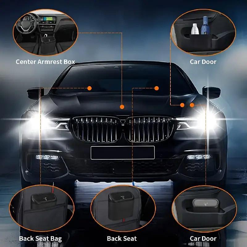 Car Wastebasket Door Mounted Multifunctional Storage Box Trash Bin Organizer - Pink