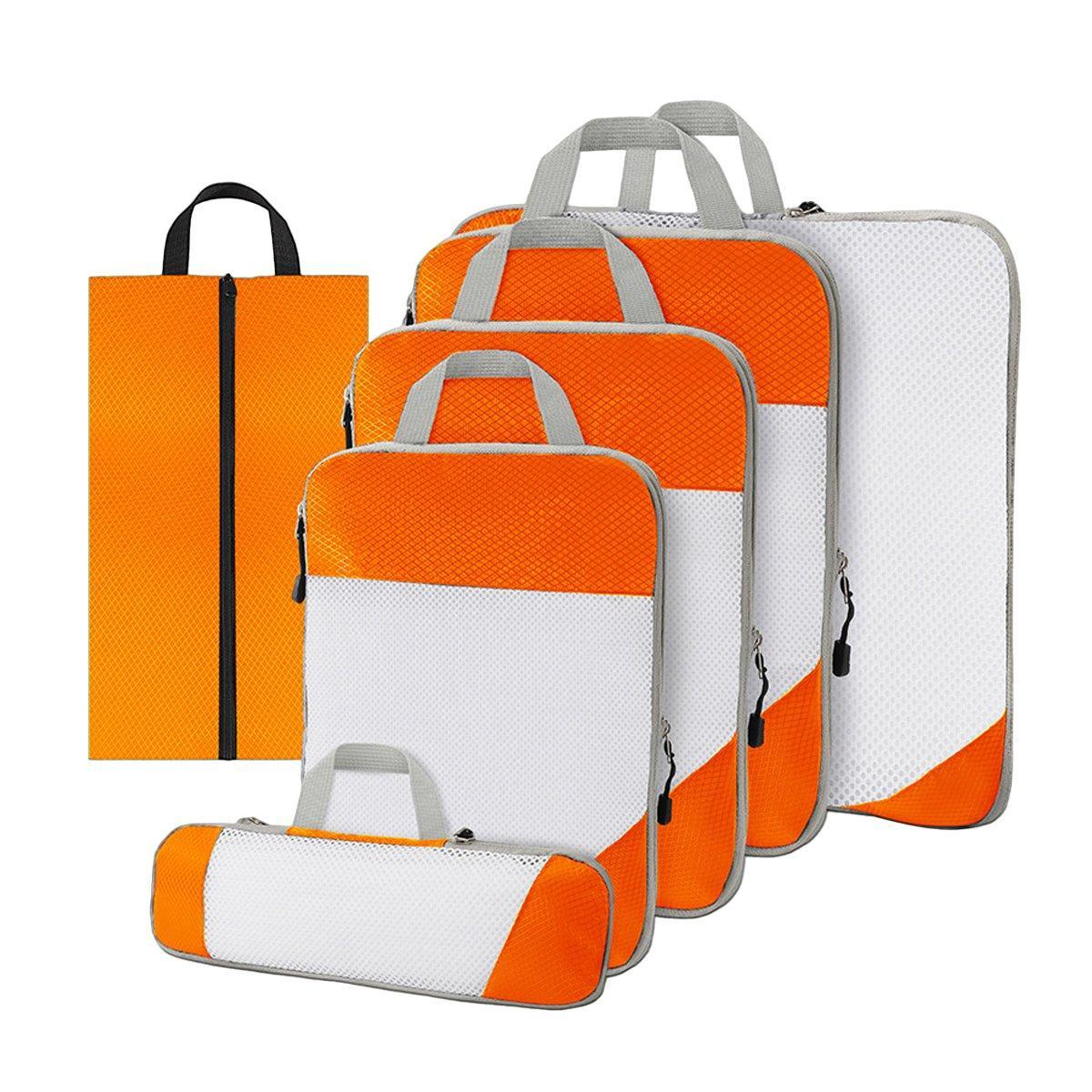 6pcs Mesh Visible Travel Storage Set Waterproof Nylon Compressible Storage Bags - Sky Blue