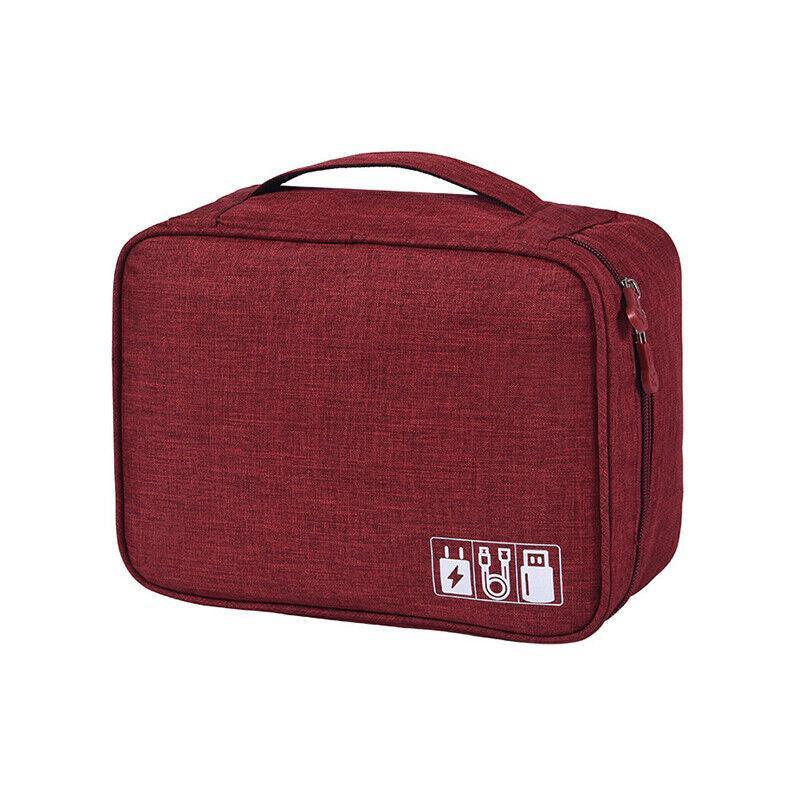 Cable Organizer Bag Charger Usb Electronic Accessories Storage Travel Case Au - Purple