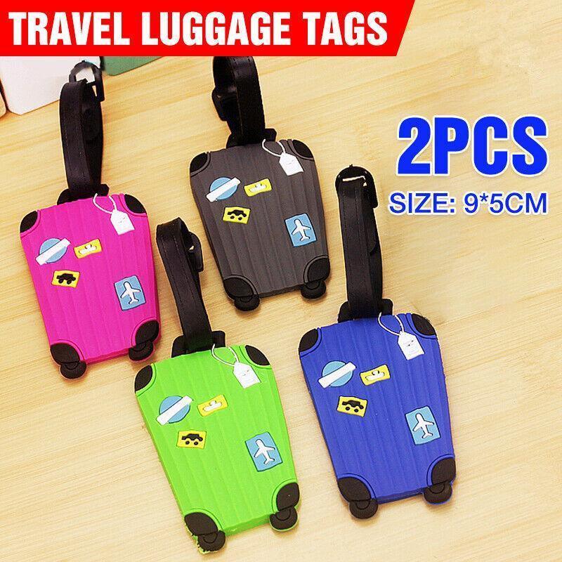 Travel Luggage Tags Set Of 2 Name Tag Address Id Labels For Suitcase Bag Baggage - Blue+Green