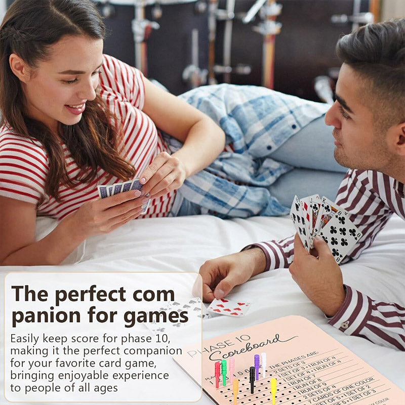 Phase 10 Score Board Wooden Phase 10 Scorecard Reusable for Family Game Tabletop