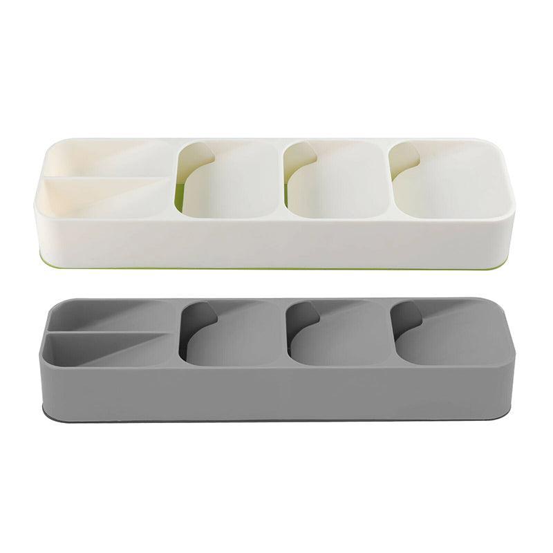 Kitchen Drawer Utensil Cutlery Tray Organizer Insert Spoon Fork Knife Divider Storage - White