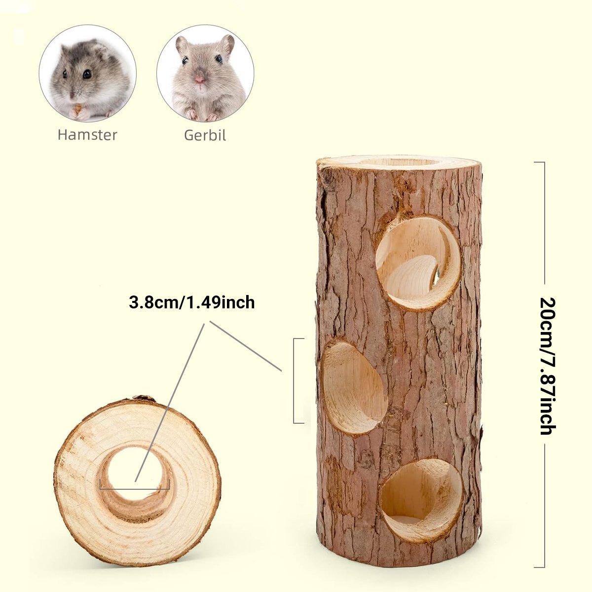 Solid Wood Hamster Pipe Rabbit Chew Toy Tree Cylinder Cross Border Pet Supplies