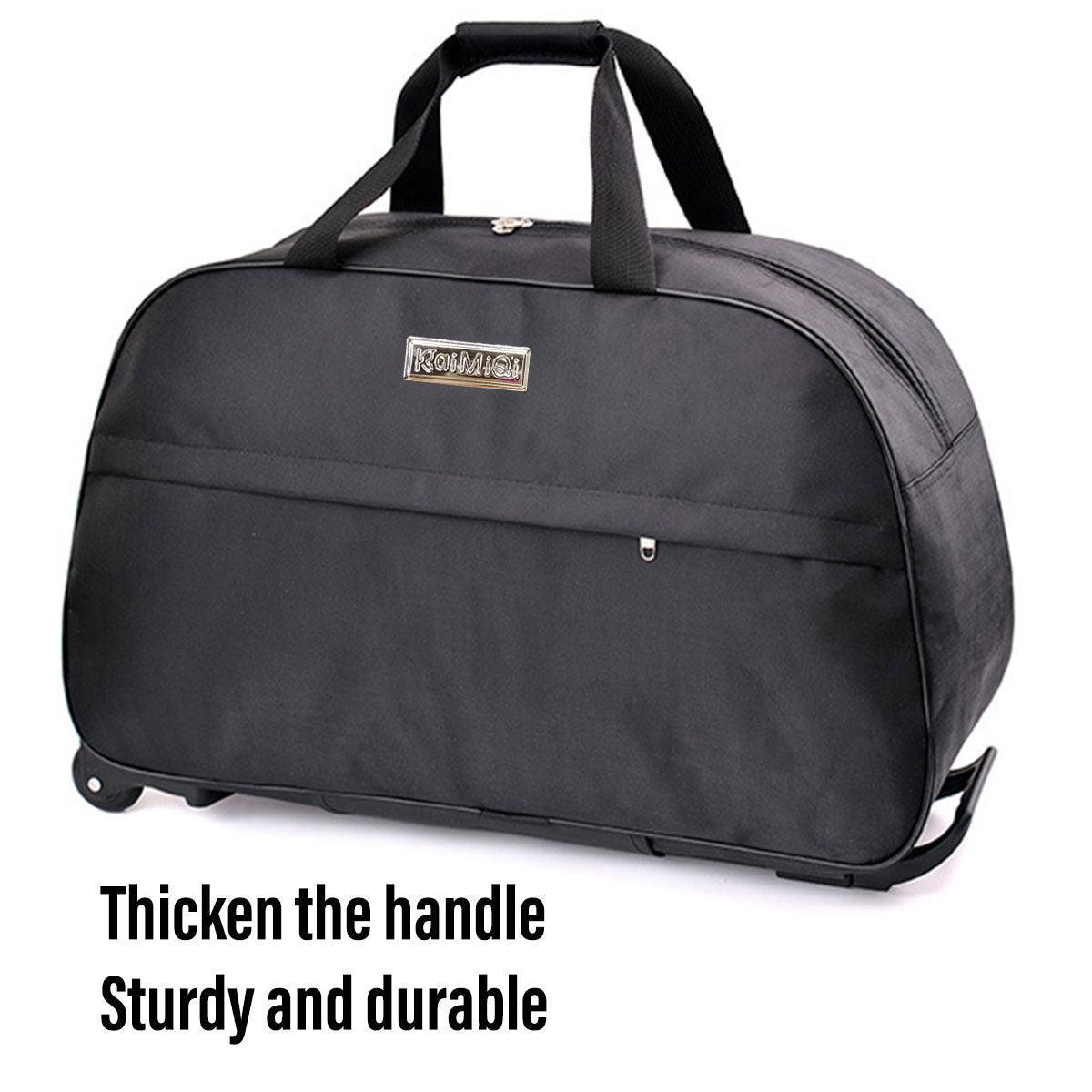 Wheeled Travel Duffle Trolley Bag Carry On Rolling Luggage Suitcase Tote Durable - Brown-20in