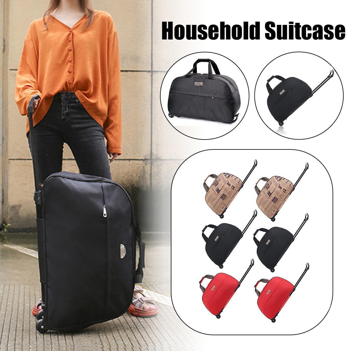 Wheeled Travel Duffle Trolley Bag Carry On Rolling Luggage Suitcase Tote Durable - Black-24in