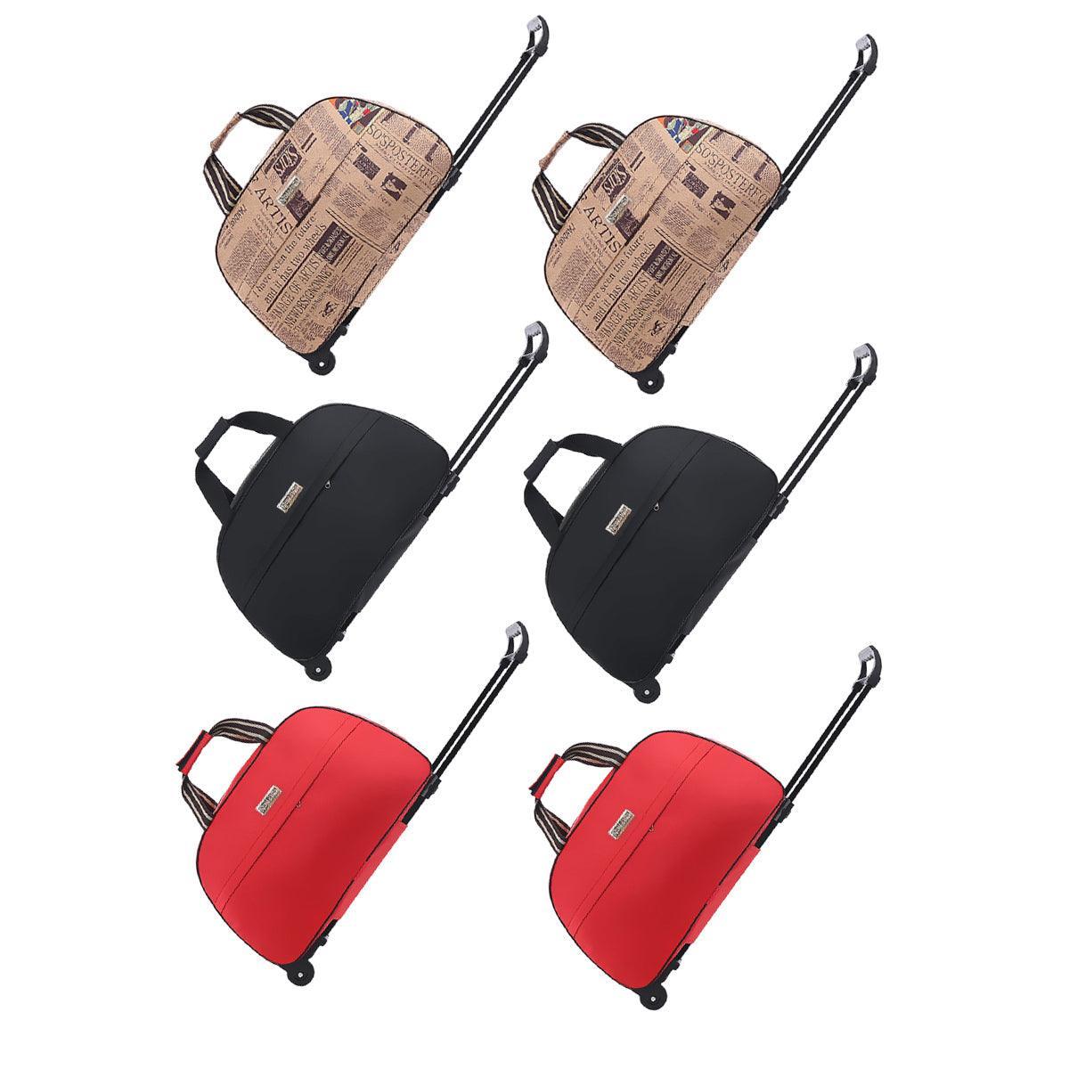 Wheeled Travel Duffle Trolley Bag Carry On Rolling Luggage Suitcase Tote Durable - Black-24in