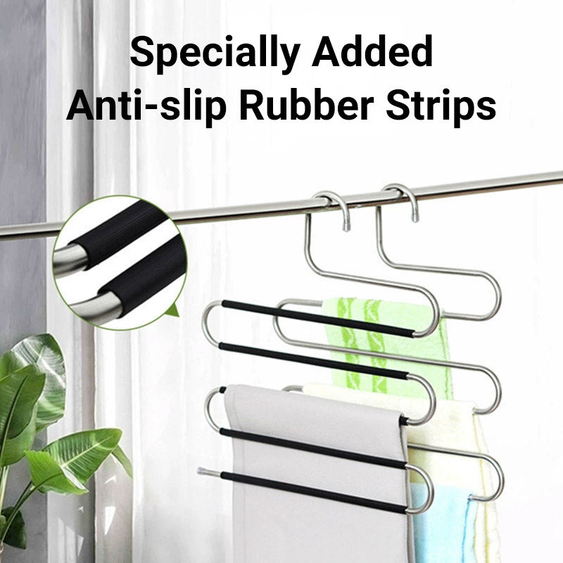Clothes Hanger 4pcs S Shape Non Slip Multi Layer Trousers Rack Closet Organiser