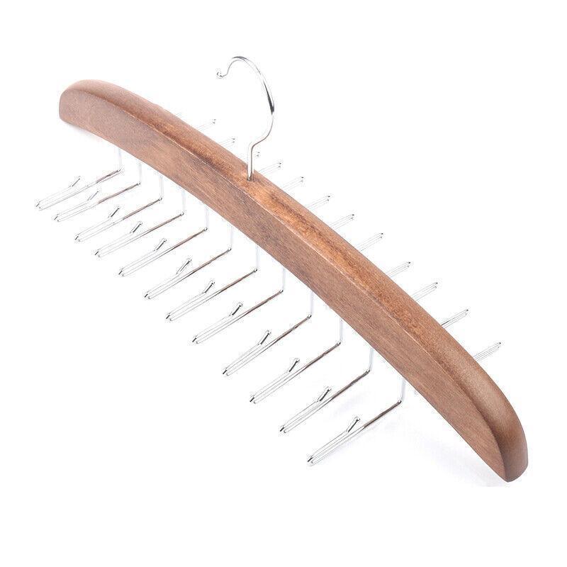 Tie Belt Scarf 24 Hooks Hanger Rack Clip Organiser Holder Storage Wood - Pine