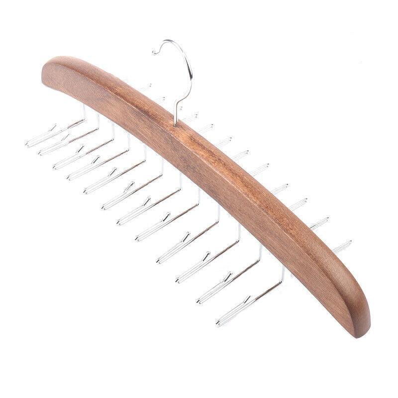 Tie Belt Scarf 24 Hooks Hanger Rack Clip Organiser Holder Storage Wood - Pine