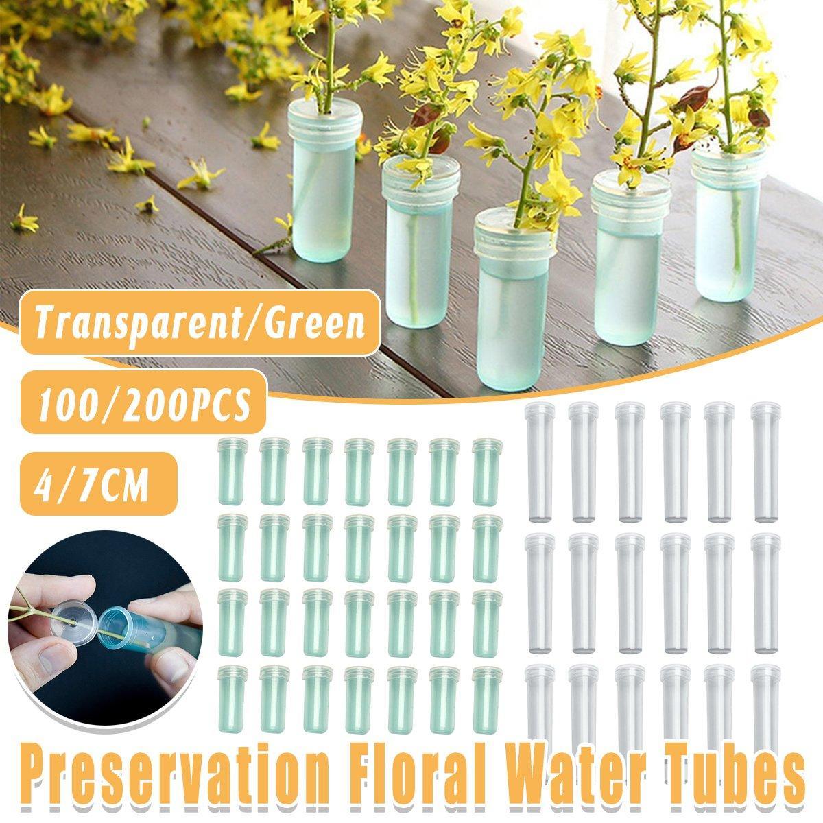 100/200PCS Flower Fresh Keeping Tube Floral Bouquet Nutrition Water Care Supply - 1.8*4cm - Transparent 200PCS