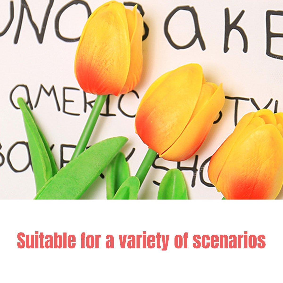 20PCS Real Touch Artificial Tulip Bouquet Fake Flowers for Home Wedding Decor - White