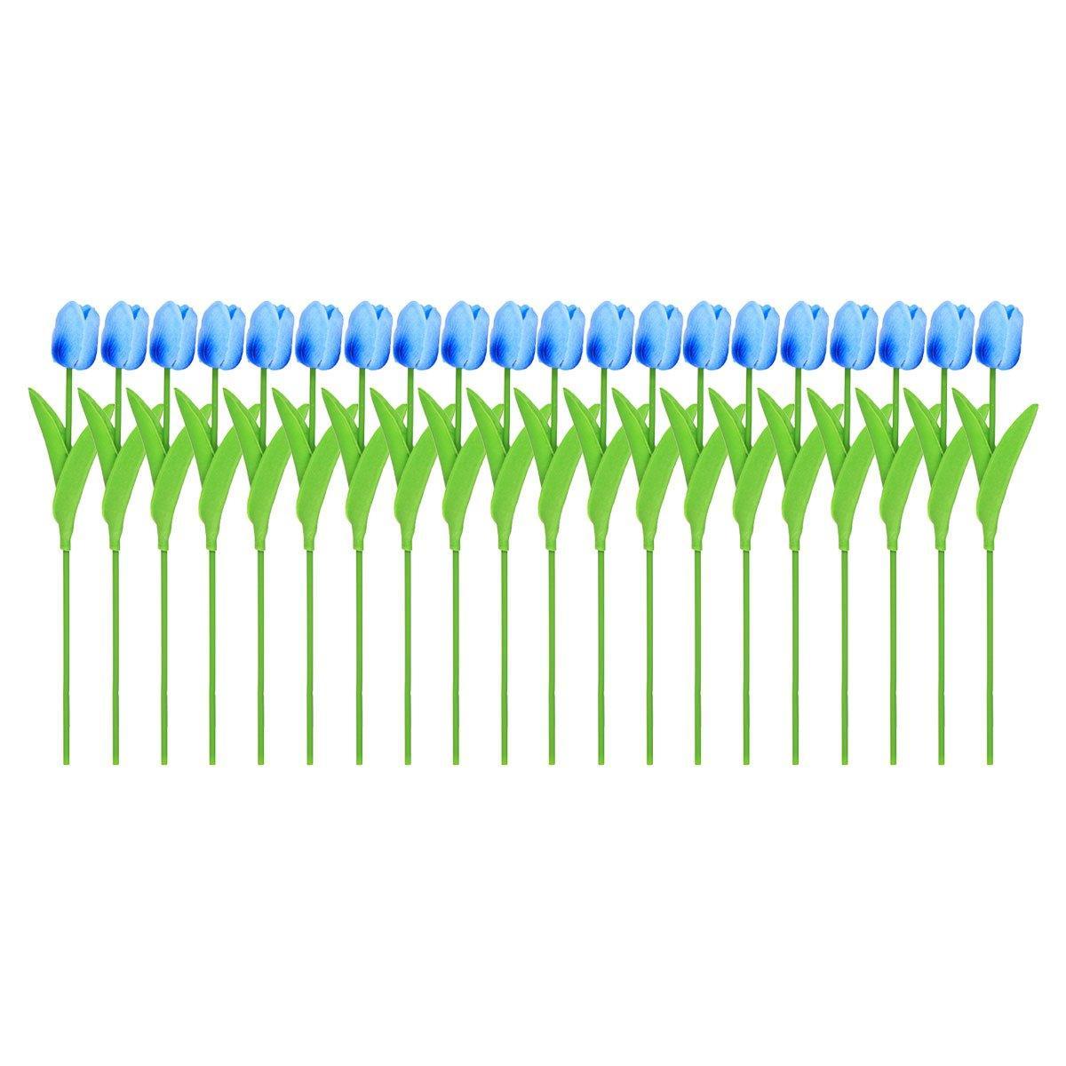 20PCS Real Touch Artificial Tulip Bouquet Fake Flowers for Home Wedding Decor - Yellow