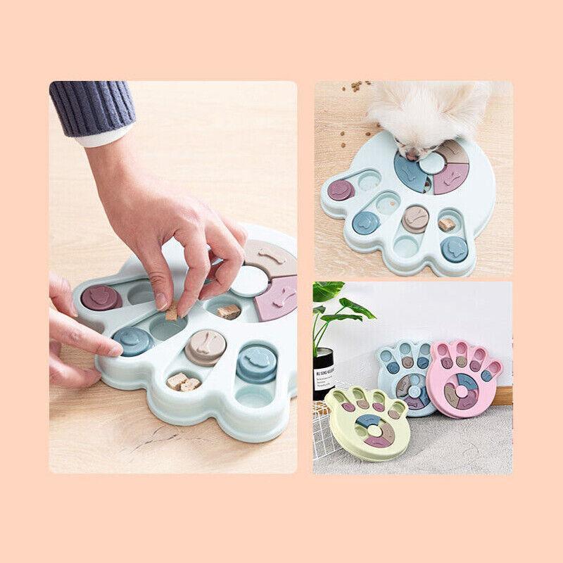 Dog Treat Dispenser Food Puzzle Toy Interactive Training Feeder Pet Supply Bowl - Claw-Pink