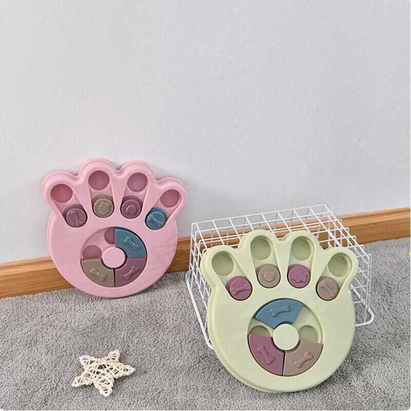 Dog Treat Dispenser Food Puzzle Toy Interactive Training Feeder Pet Supply Bowl - Claw-Pink