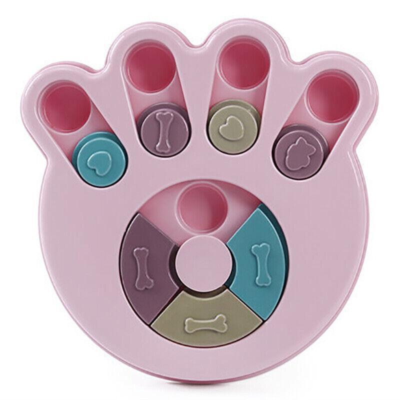 Dog Treat Dispenser Food Puzzle Toy Interactive Training Feeder Pet Supply Bowl - Claw-Pink