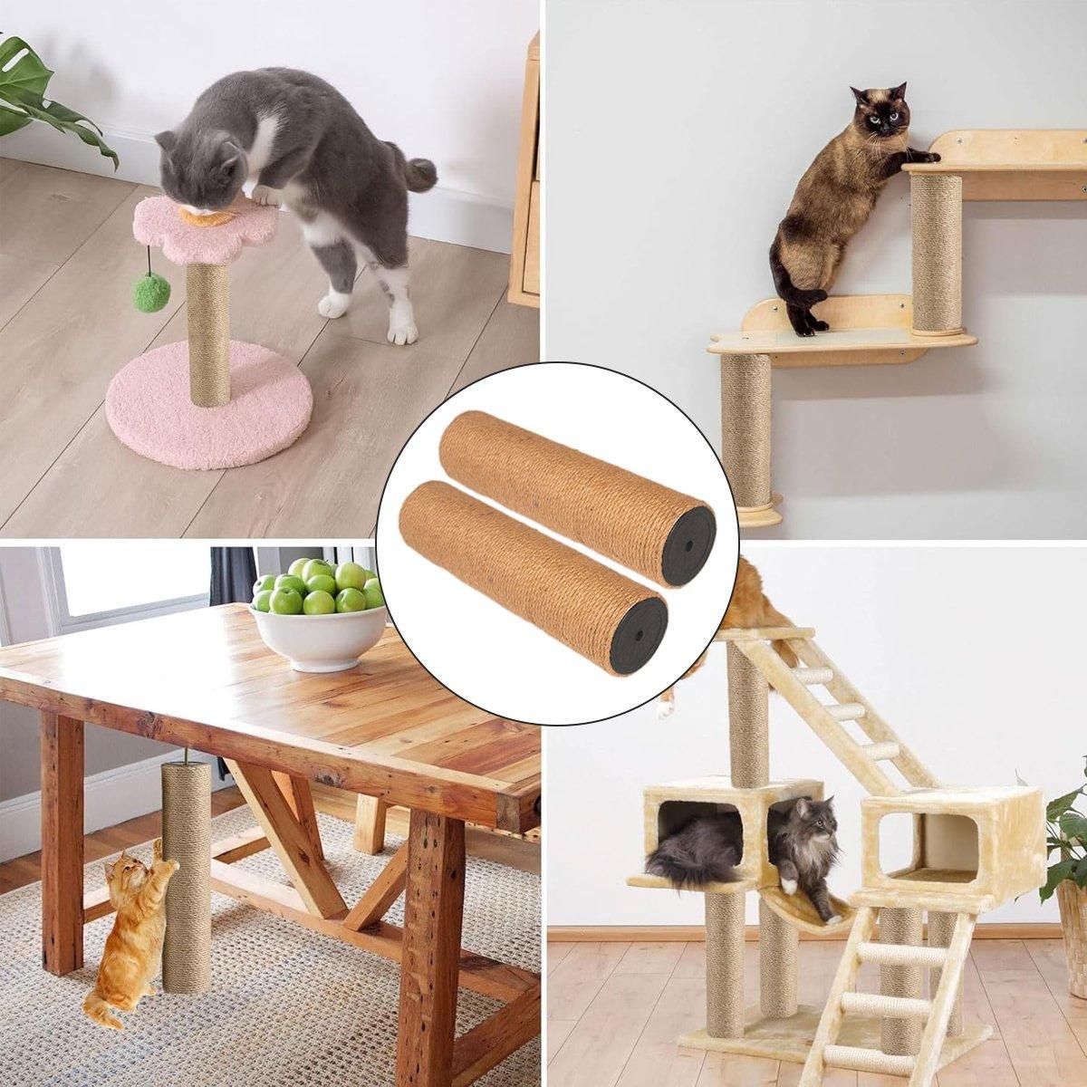 2pcs Sisal Cat Scratching Post Climbing Frame Replacement Pole for Cats Activity - 20cm