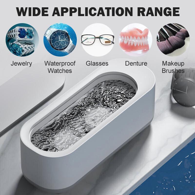 Sonic Wave Jewelry Glasses Watch Cleaner Tank Portable 300ml