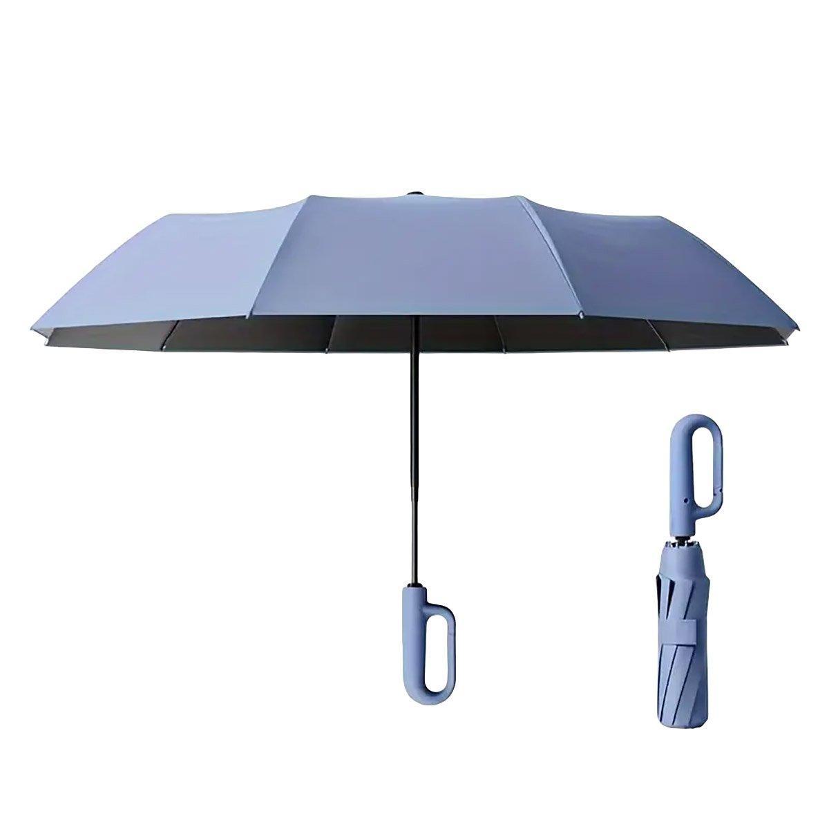 Automatic Folding UV Protection Umbrella Unisex Dual Purpose Rain Sun Umbrella - Blue