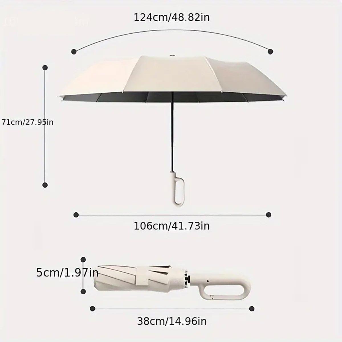 Automatic Folding UV Protection Umbrella Unisex Dual Purpose Rain Sun Umbrella - Grey