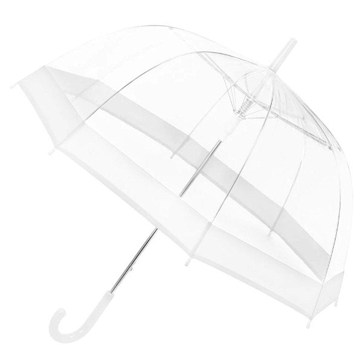 Clear Dome Umbrella Wedding Party Transparent Parasol Handle Waterproof Rain - Black