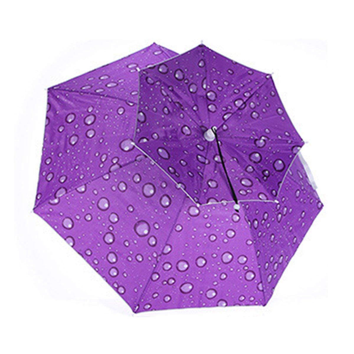 2-Layer Outdoor Foldable Sun Umbrella Hat Fishing Camping Headwear Cap Head Hat - Blue